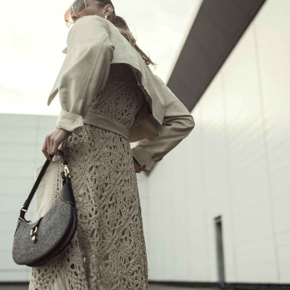 Jonathan Simkhai Yani Combo crochet and suede trench coat With Fringes, Beige M - Picture 6 of 16